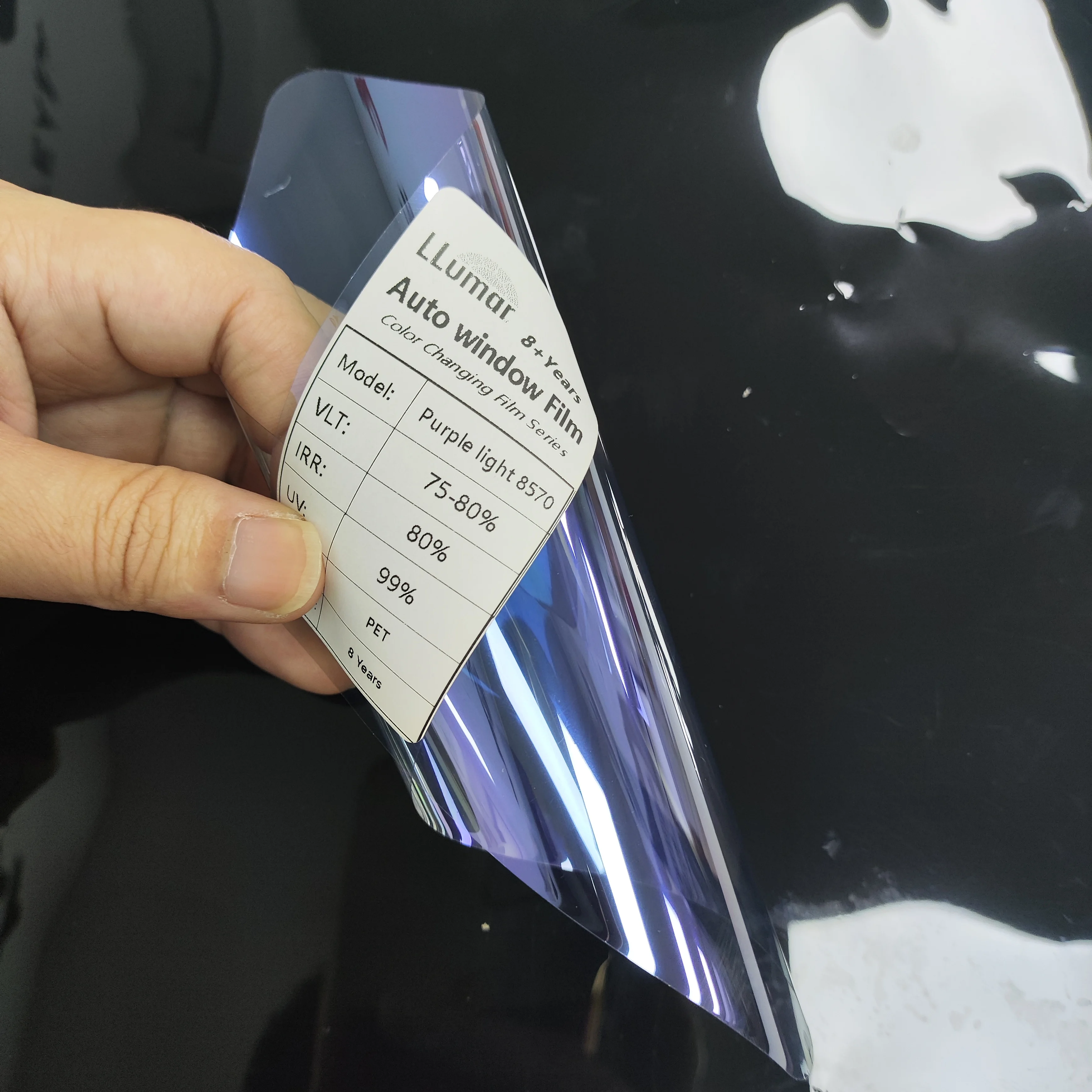 Fade Proof Premium LLumar Colorful Window Tint Film Chameleon Series Purple Light 8570 VLT 75-80% Nano Ceramic 99% UV 80% IRR