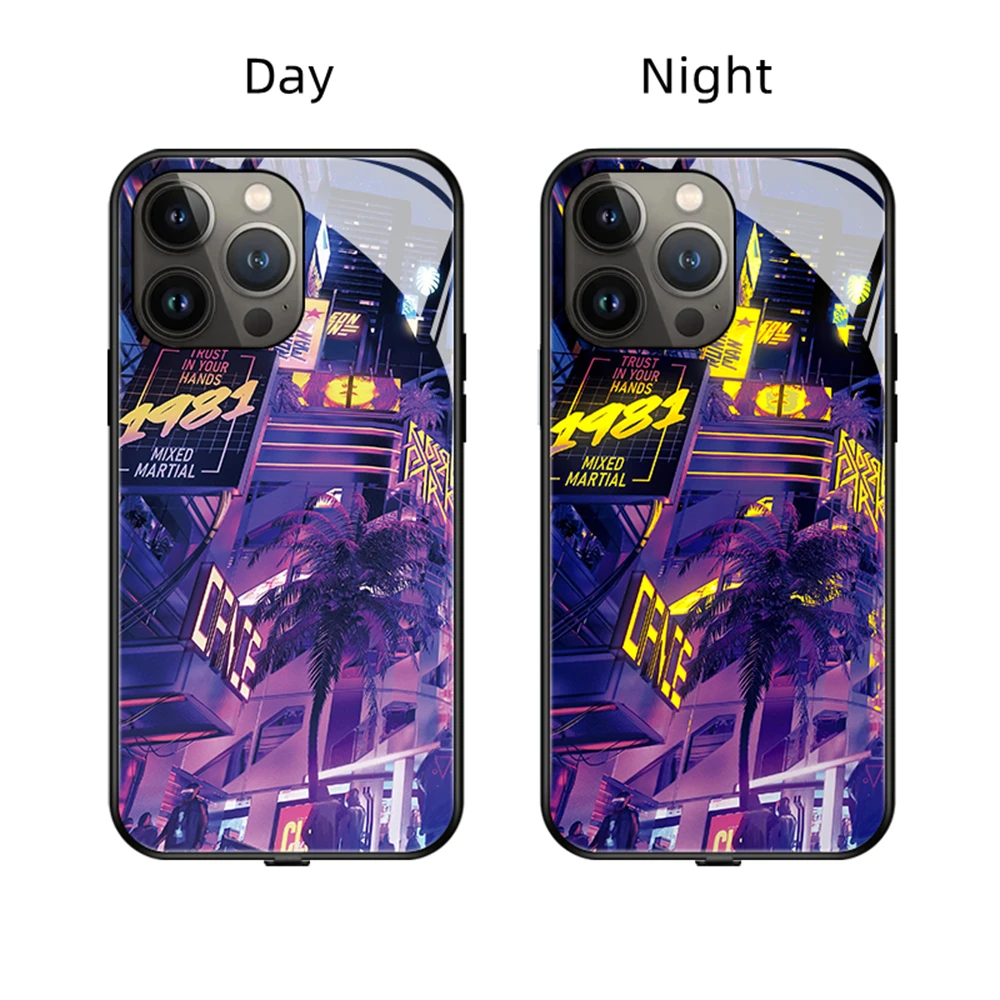 Trend Cyber City Design Sound Music Control Led Light Phone Case Glowing Cover For iPhone Air 17 16 15 14 13 12 11 Pro Max Plus view 6