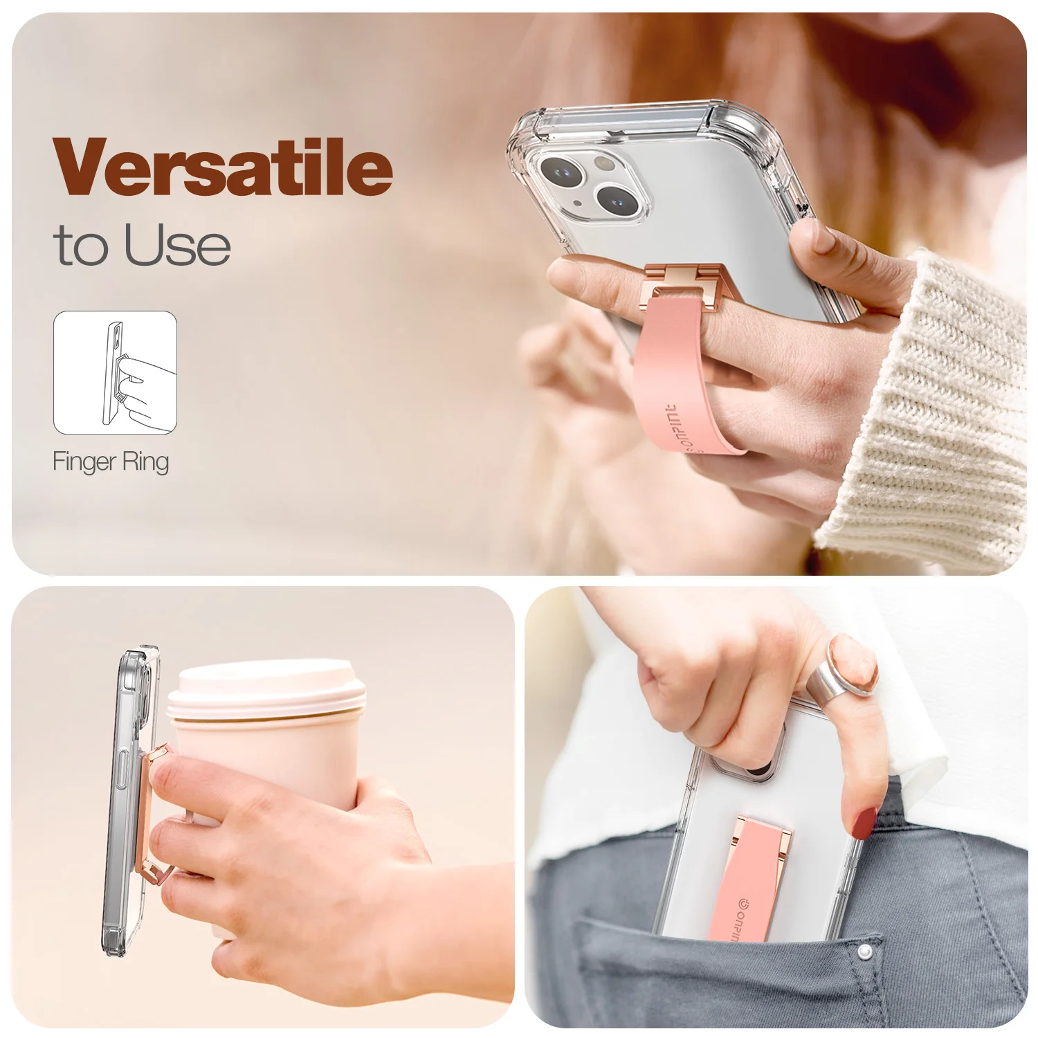 2-in-1 Portable Slim Grip Finger Loop Holder Telescopic Finger Kickstand  Strap Stand Adhesive Loop Universal Most Smartphones