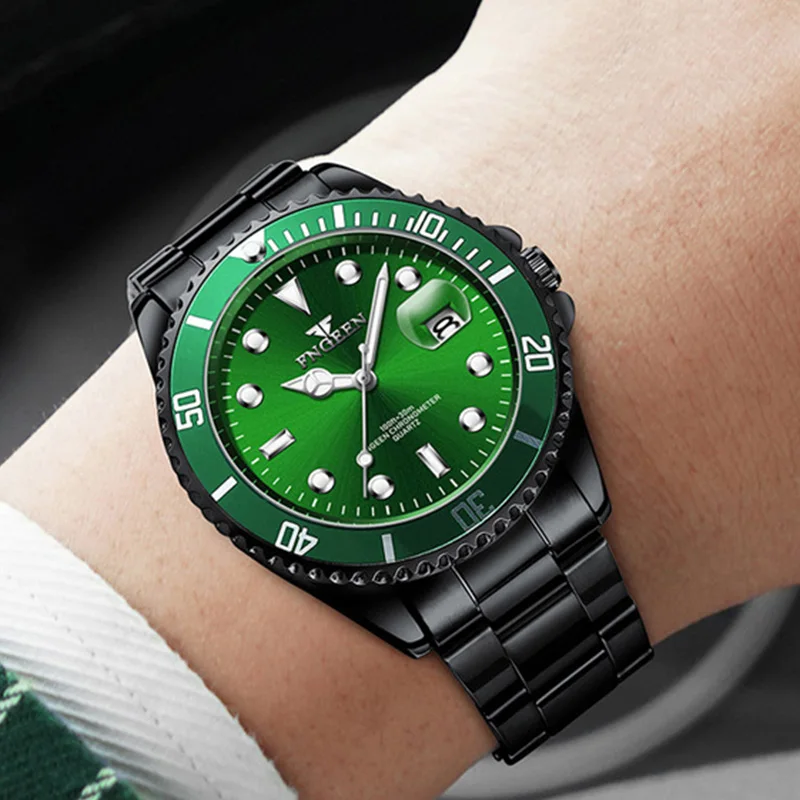 FNGEENS925 Ультратонкие кварцевые мужские часы Роскошный ремешок из нержавеющей стали Водонепроницаемые светящиеся повседневные деловые мужские наручные часы 2025 года