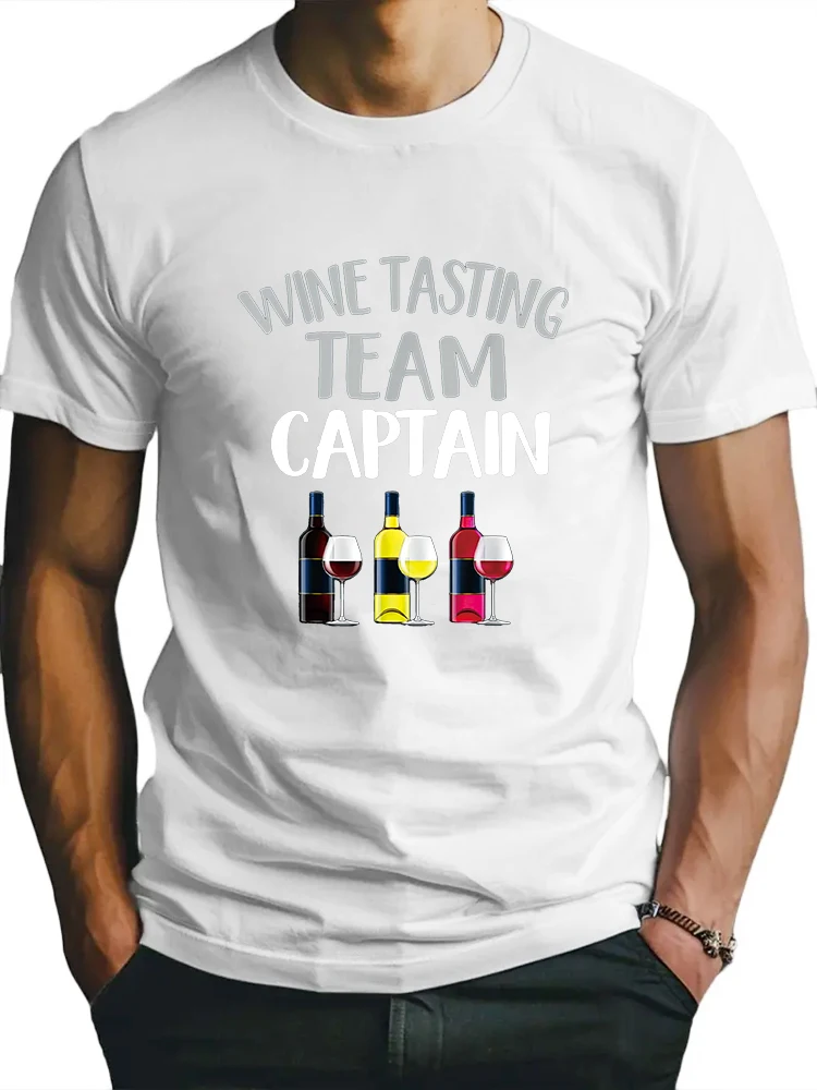 Wine Tasting Funny Theme Team Captain Drunk T-shirt Drinking Lover Graphic Tee Tops Holiday Party Clot Short Sleeve Tees