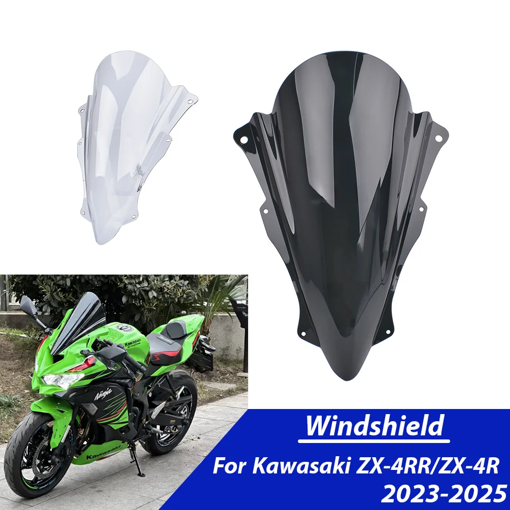 

Для мотоциклов Kawasaki ZX-4RR ZX-4R 2023-2025: Увеличенное по высоте ветровое стекло, передний ветрозащитный дефлектор, аксессуары