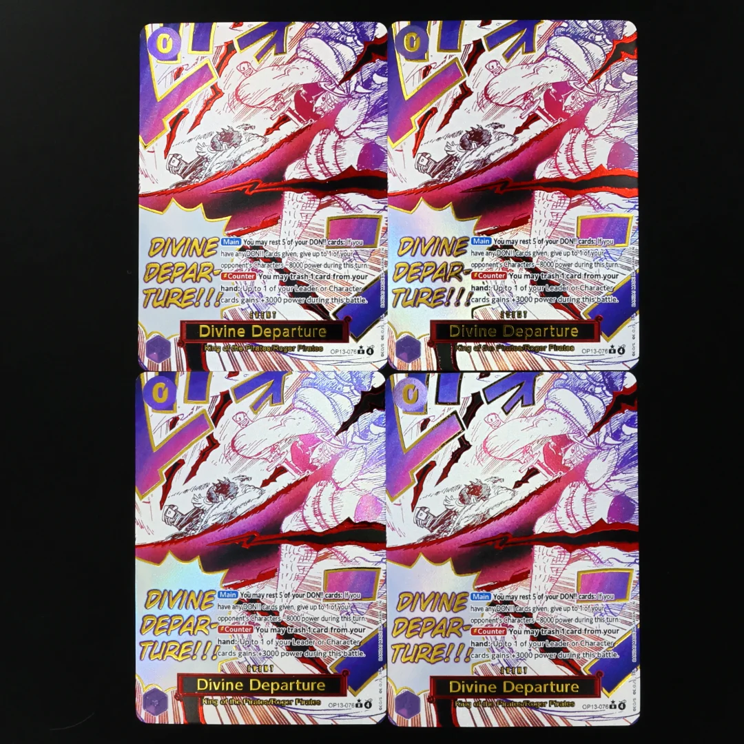 One Piece TCG OPCG OP13 English Manga Event Card OP13-076 Divine Departure Play Set Gold Red Hot Stamping Foil Card