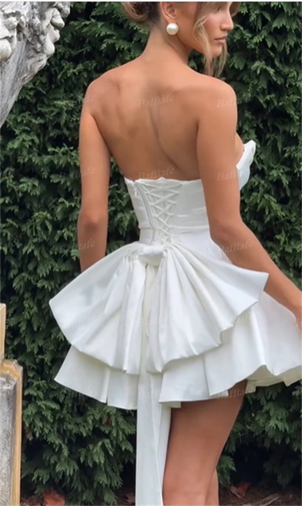 Bafftafe Fairy A Line Mini Customized Prom Dresses Strapless Corset Bow Homecoming Gowns Satin Women Formal Party Cocktail 2025 image 3