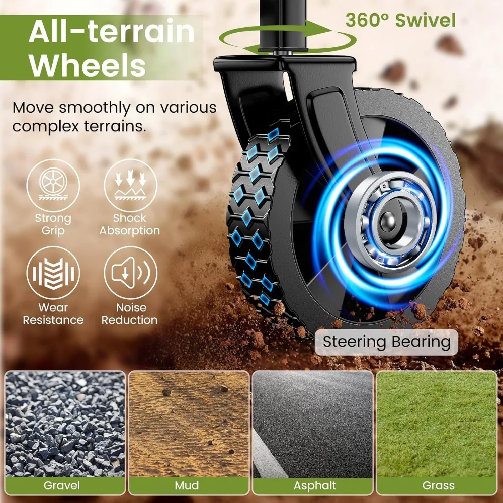 عربة أدوات قابلة للطي بعجلات، سعة 220 رطلاً، مقبض مرن، خفيف الوزن ومحمول