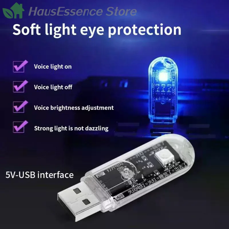 ※AI Voice-controlled USB Sound-activated LED Night Light/bedside Sleep Light High Quality Durable Practical for Daily
