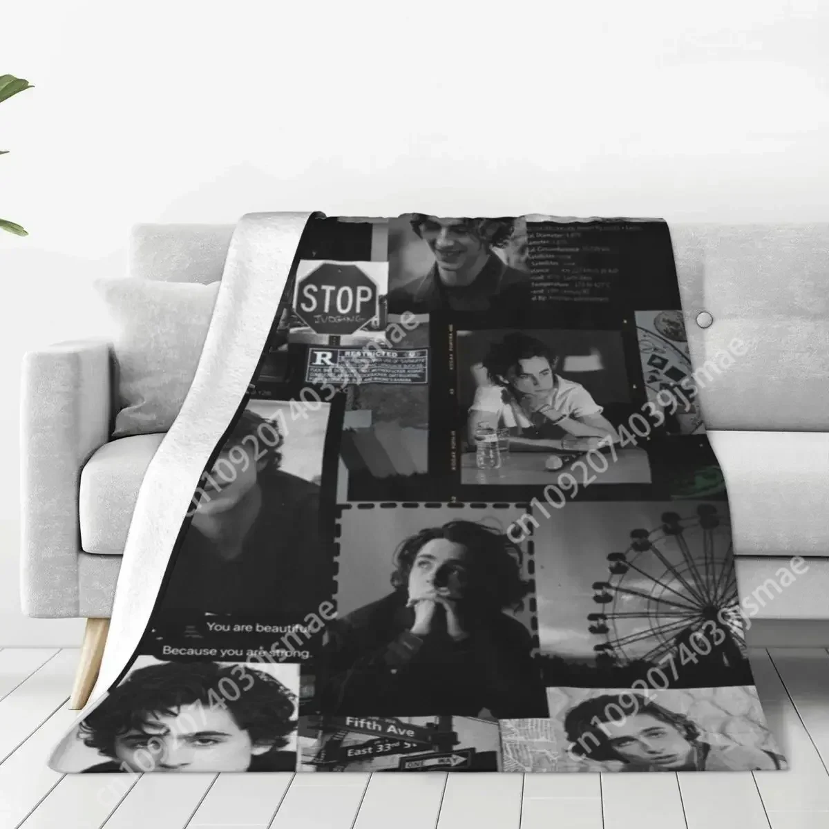 T-Timothee Chalamets Blanket Actor Photo Travel Office Flannel Throw Blanket Warm Soft Couch Bed Custom Bedspread Gift Custom