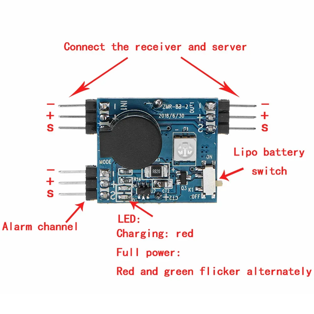 Zumbador de seguimiento de alarma inalámbrico, 1 piezas, 5-8V, con luz LED, para helicóptero RC, Dron de carreras FPV, pieza de cuadricóptero