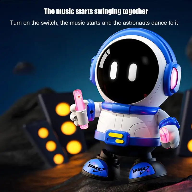 Astronaut Shape Rechargeable Dancing Robot com luzes para crianças, Brinquedo multifuncional educacional, Música