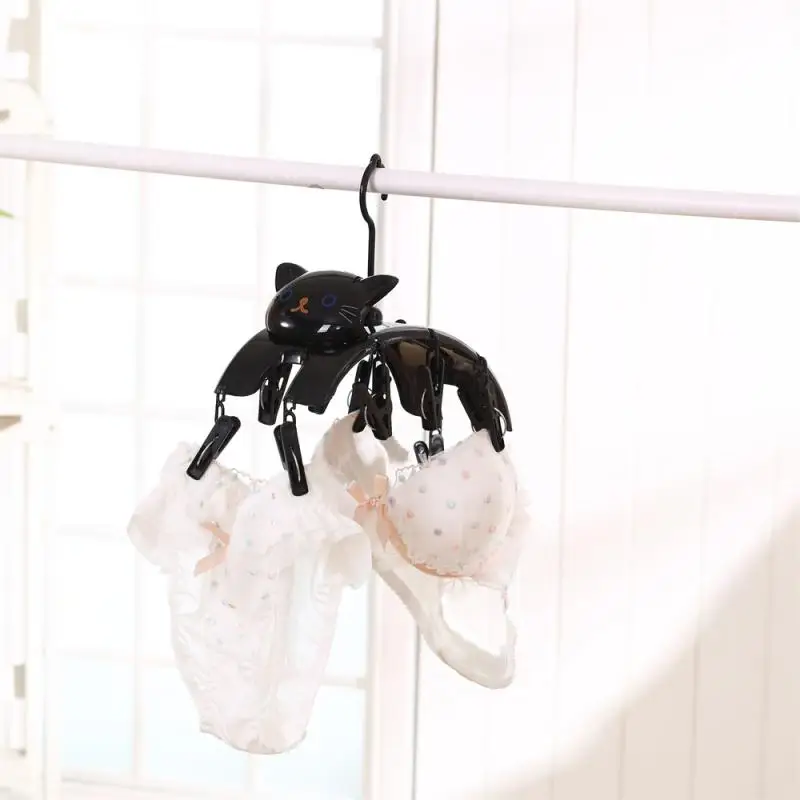 Multi-head Hanging Drying Rack White Hanging Cartoon Cute Durable The Bulls Portable Hanger Windproof Clothes Hanger 10 Clips