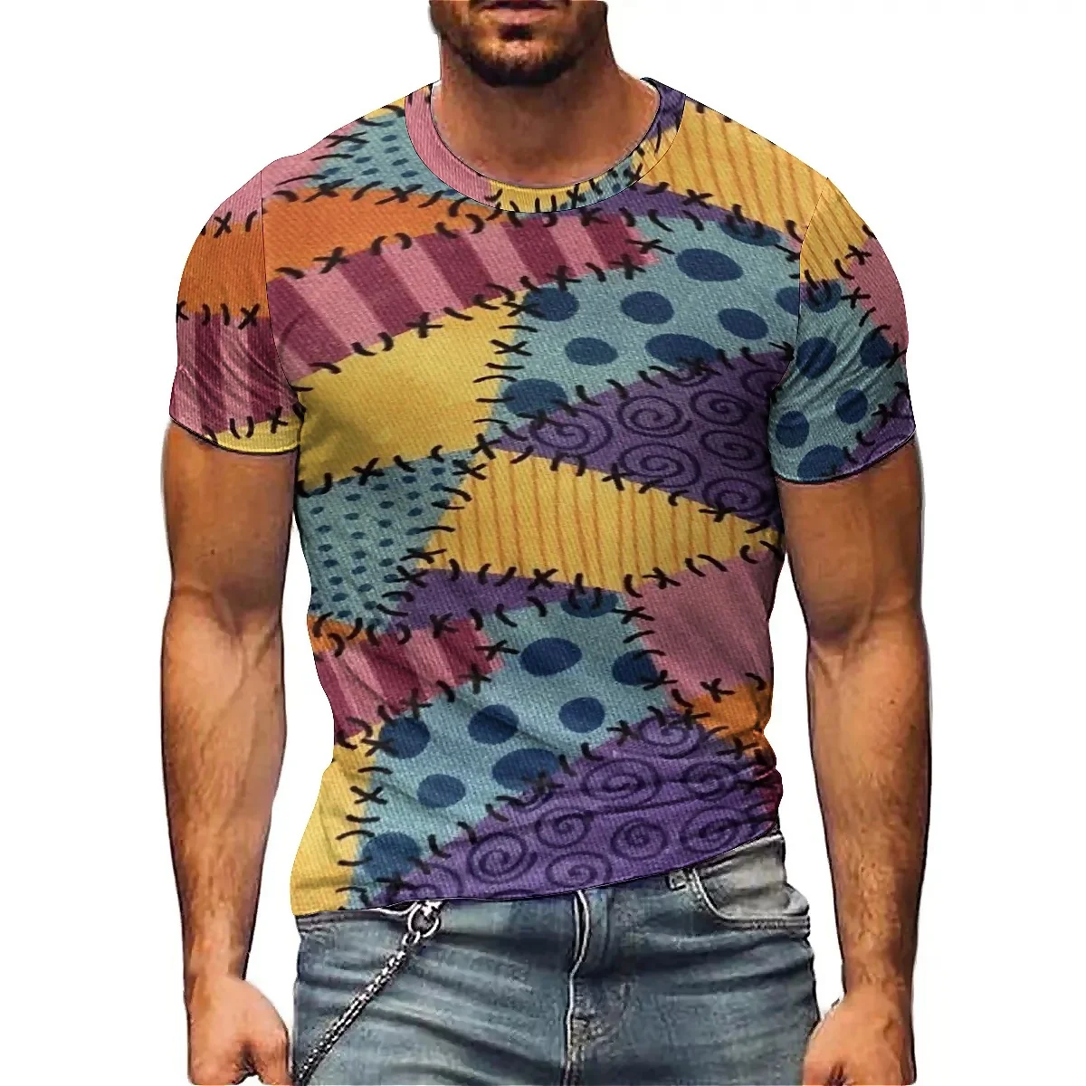 

Men's Retro Design 3D Printed Short-Sleeve T-Shirt - Winter Loungewear, 3D Shirt, Couple Outfit