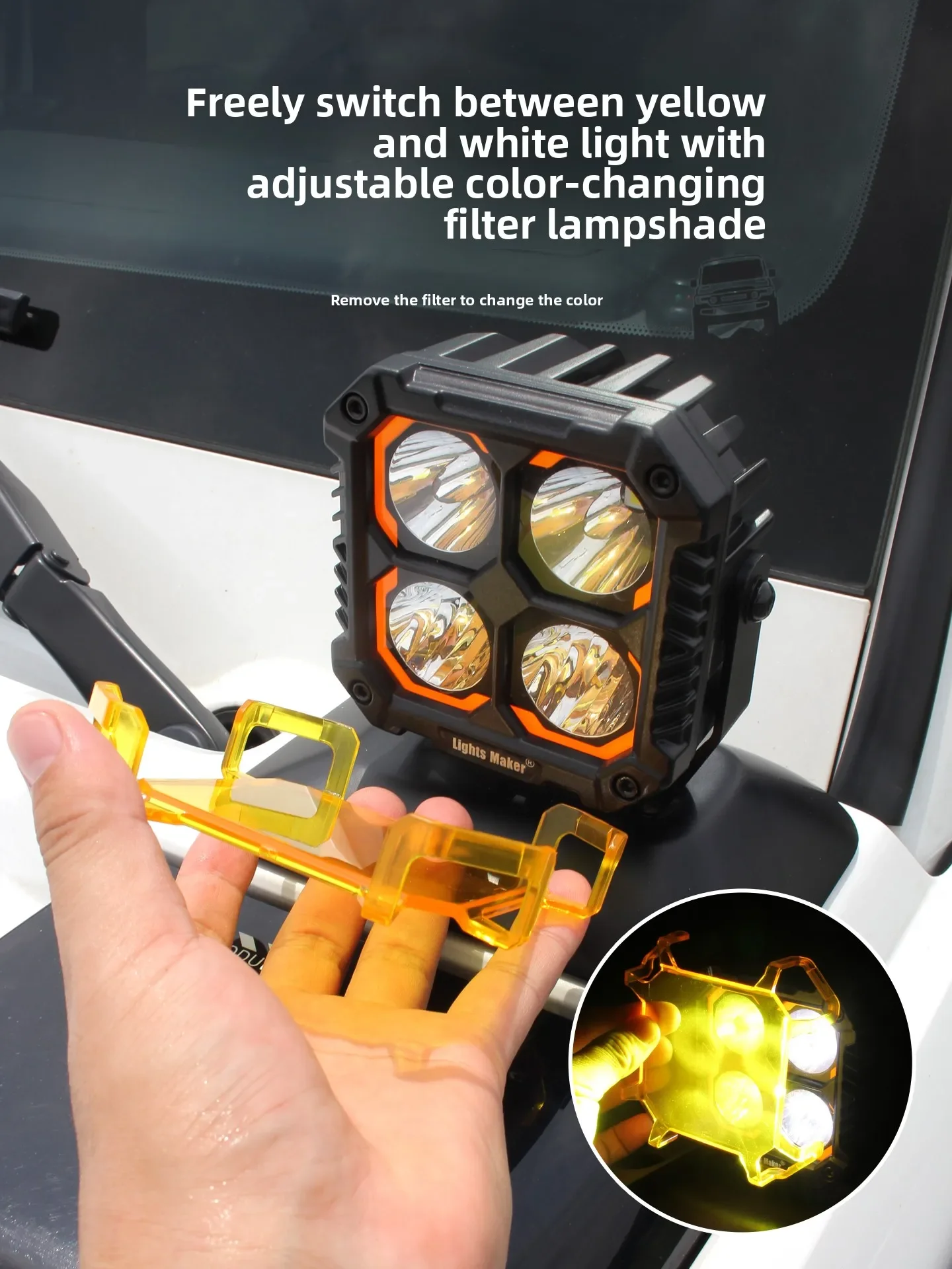 For Chery iCAR V23 2025 2026 Car Front Engine Hood A-Pillar Led Spotlight with Bracket Auxiliary Light Modification Accessories