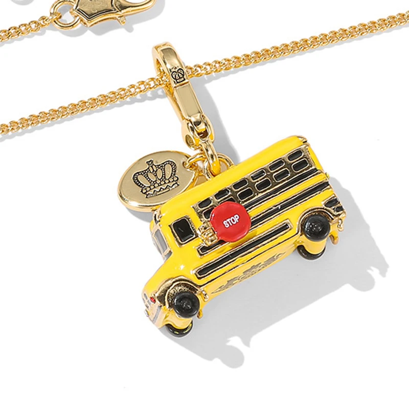 1Pc Enameled Yellow Car Pendant,School Bus Keychain,Bag Charm, Men's And Women's Jewelry,Gift Necklace,Party Jewelry Decor Prop