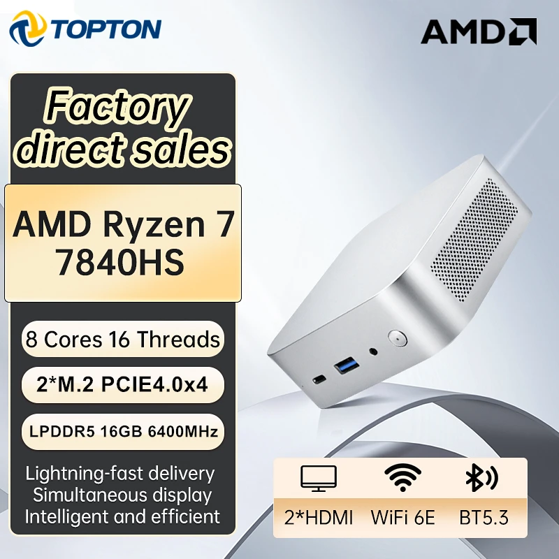 Topton AMD Ryzen 5 3500U Mini PC 16GB 256GB NVMe