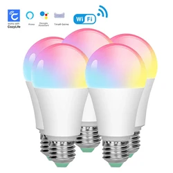 LVGEMS-Lámpara RGB con Wifi, Bombilla inteligente para el hogar, función de temporizador regulable, Control por aplicación Cozylife, compatible con Google Home y Alexa