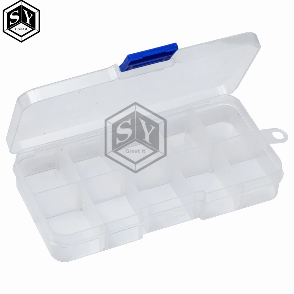 10 Grid canbe remove transparent plastic small box kit storage box jewelry jewelry box electronic components parts finishing box