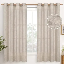 1pc Japanese Style Linen Curtains for Living Room and Balcony, Luxury Curtains Set for House, Grommet Tulles, Partition for Room