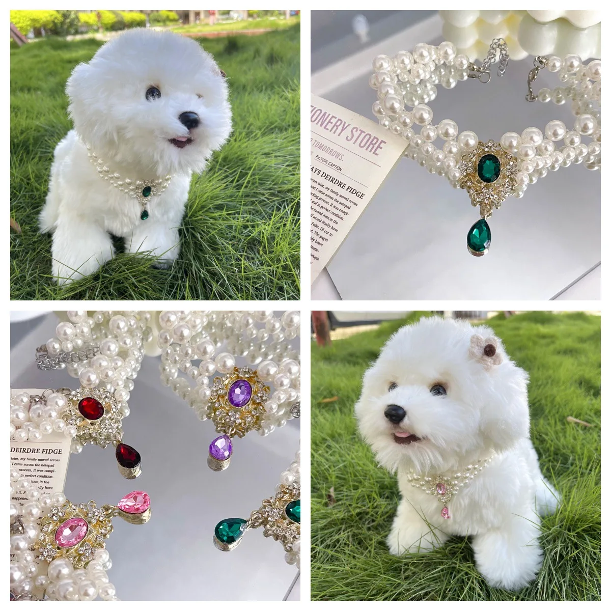 

Pet necklace dog cat princess handmade lady wind adjustable pearl niche necklace