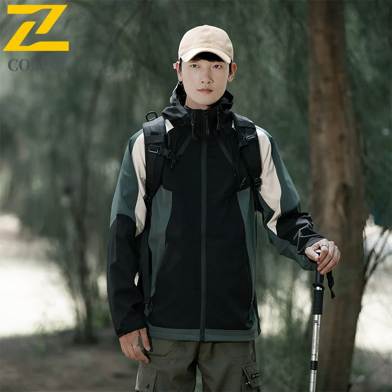 

Куртка для пар, весенне-осенняя новая ветрозащитная водонепроницаемая износостойкая горная куртка с капюшоном, уличная куртка для кемпинга и пешего туризма