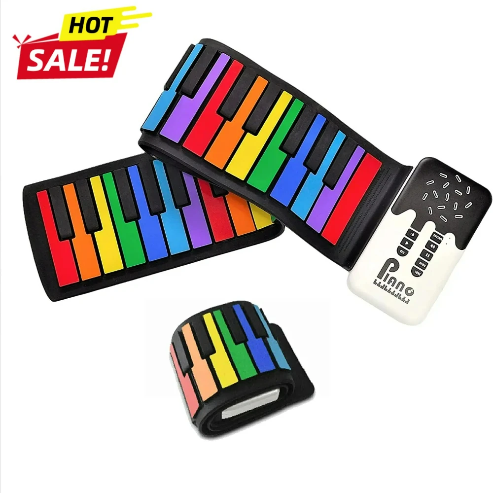 

NEW Educational Piano 49 Key Roll Up Electronic Digital Music Piano Recording Feature 8 Tones 6 Demo Songs & Build-In Speaker