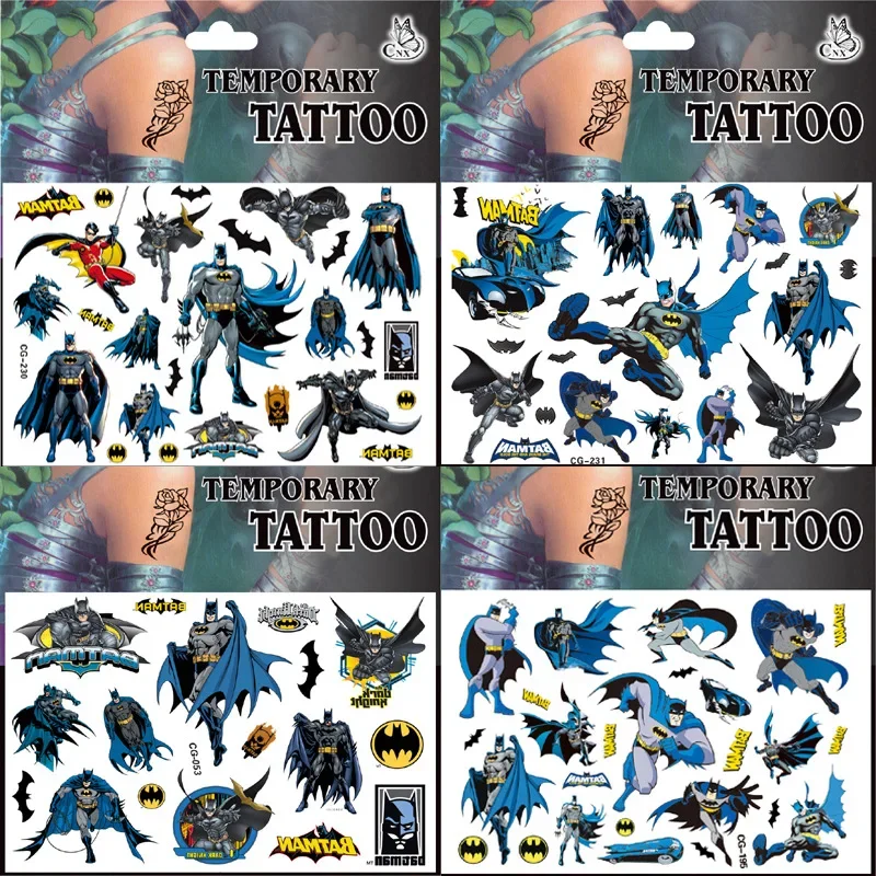 Batman Tattoo Stickers Waterproof Cute Sticker Anime Birthday Party Supplies Decoration For Kids Women Men Gift