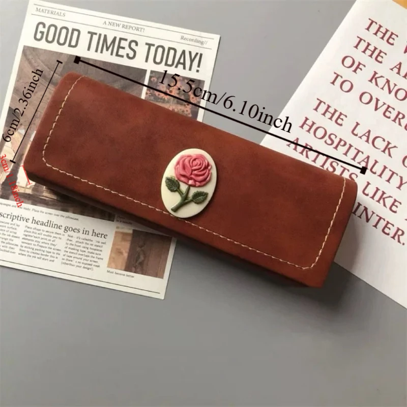 2 قطعة حافظات نظارات من جلد البولي يوريثان مقاومة للضغط يسهل حملها حافظات النظارات الشمسية أسلوب بسيط صندوق تخزين النظارات الرجعية #6