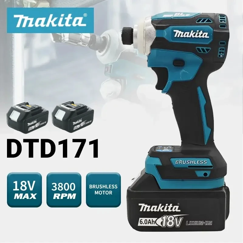 

Аккумуляторный бесщеточный ударный шуруповерт Makita DTD171, электрическая отвертка, перезаряжаемая дрель-шуруповерт, электроинструмент