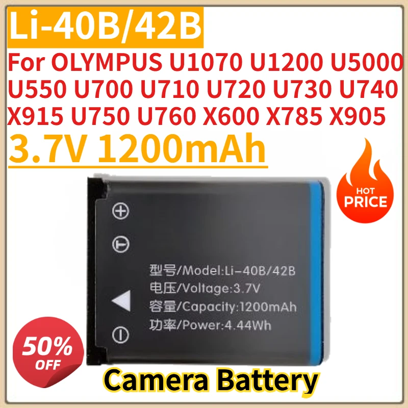 New LI-40B/42B Camera Battery 3.7V 1200mAh for OLYMPUS U1070 U1200 U5000 U550 U700 U710 U730 U740 X915 U750 U760 X600 X785 X905