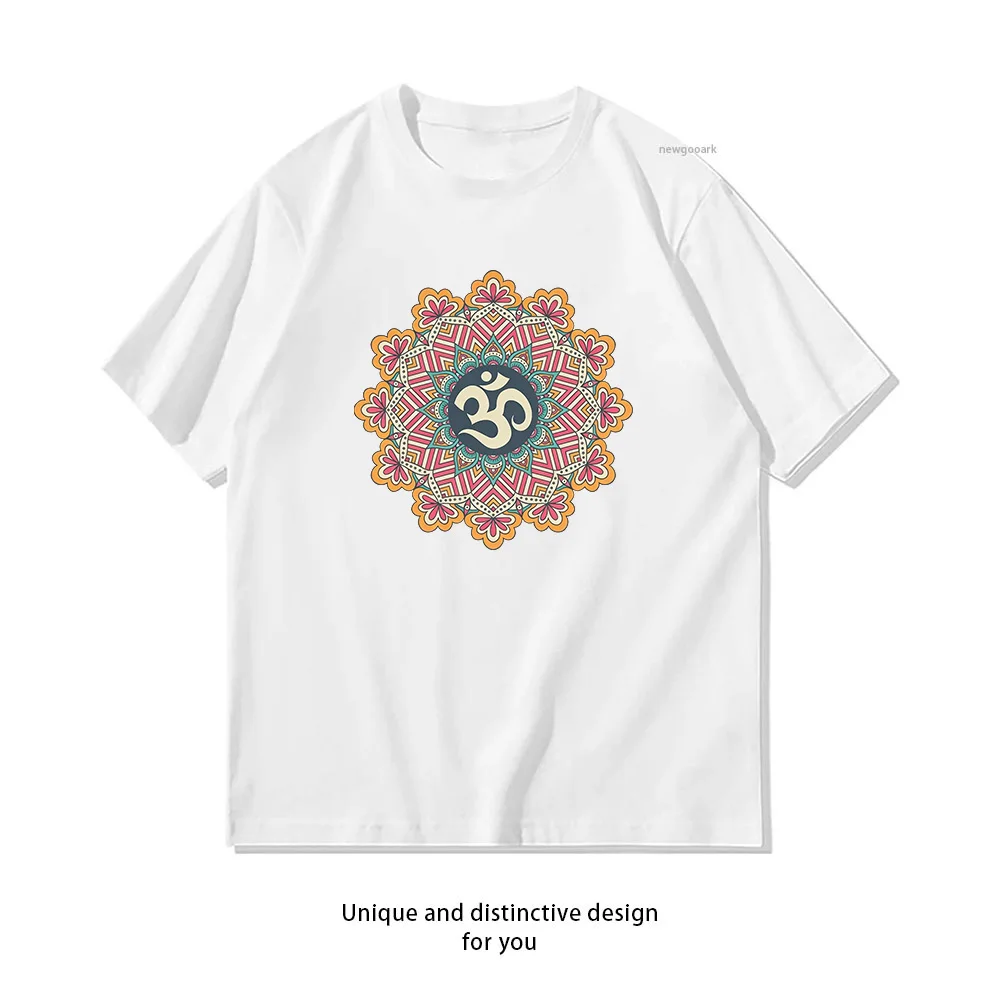 Om Yantra Mandala Shirt Yoga Meditation Spiritual T-shirt Summer Cotton Woman Man Graphic T Shirts Adult O-neck Tops