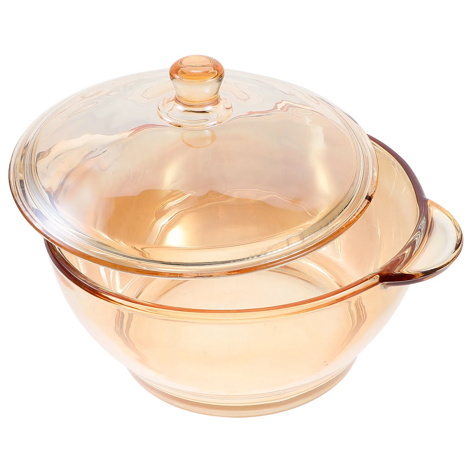 

1Pcs Double Handle Glass Cooking Pot Heat Resistant Microwave Oven Soup Bowl Lead Free Scratch Resistant