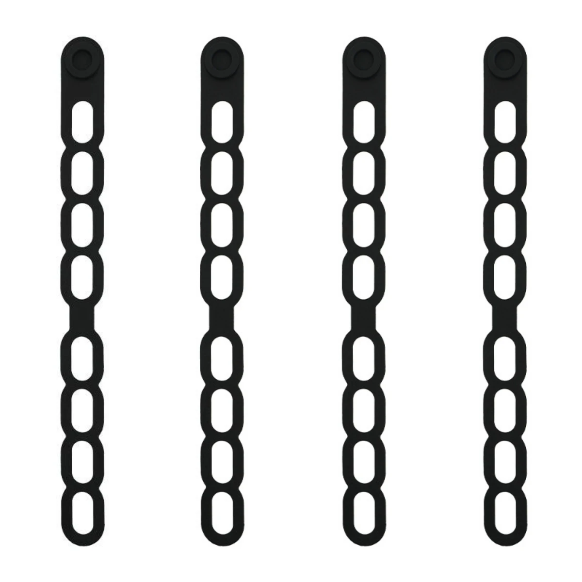 

4 Pieces Silicone Latch Strap Ties for Lunch Box Bundling and For Slow Cooker Lid Organization Black Blue Gray