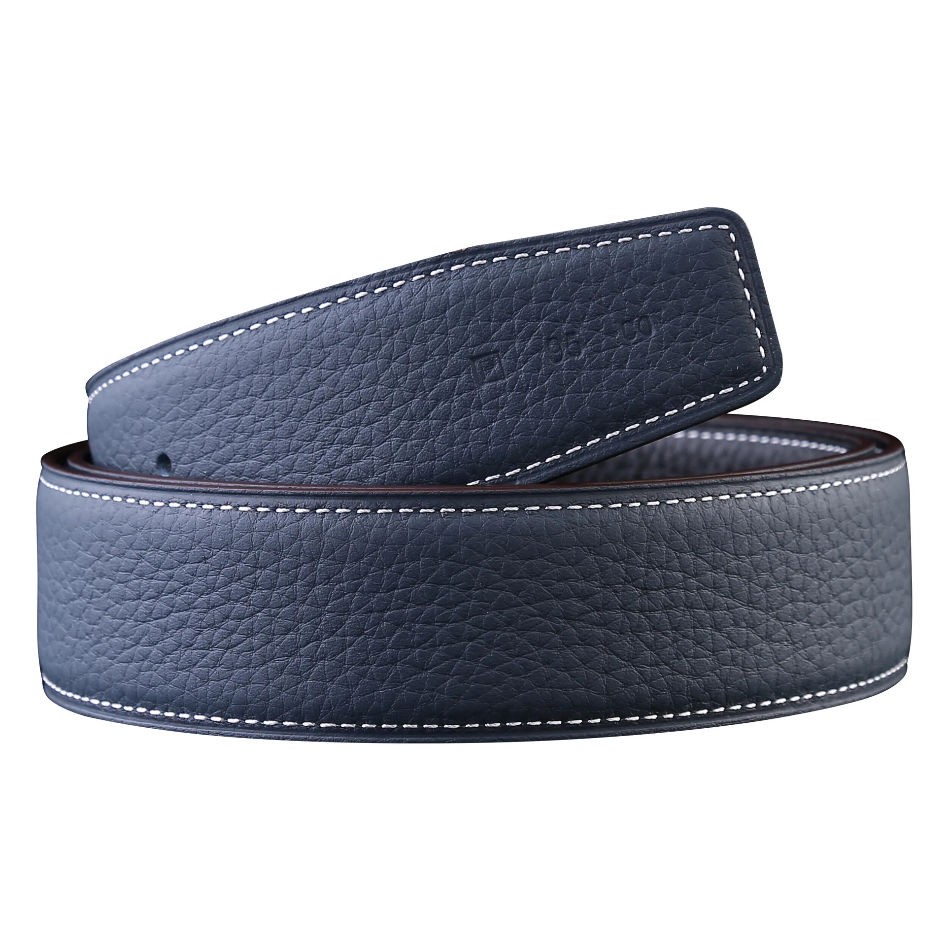 2022 WITHOUT BUCKLE gushuai men women 3.8cm belt same color line high quality cowskin genuine leather two sides free shipping