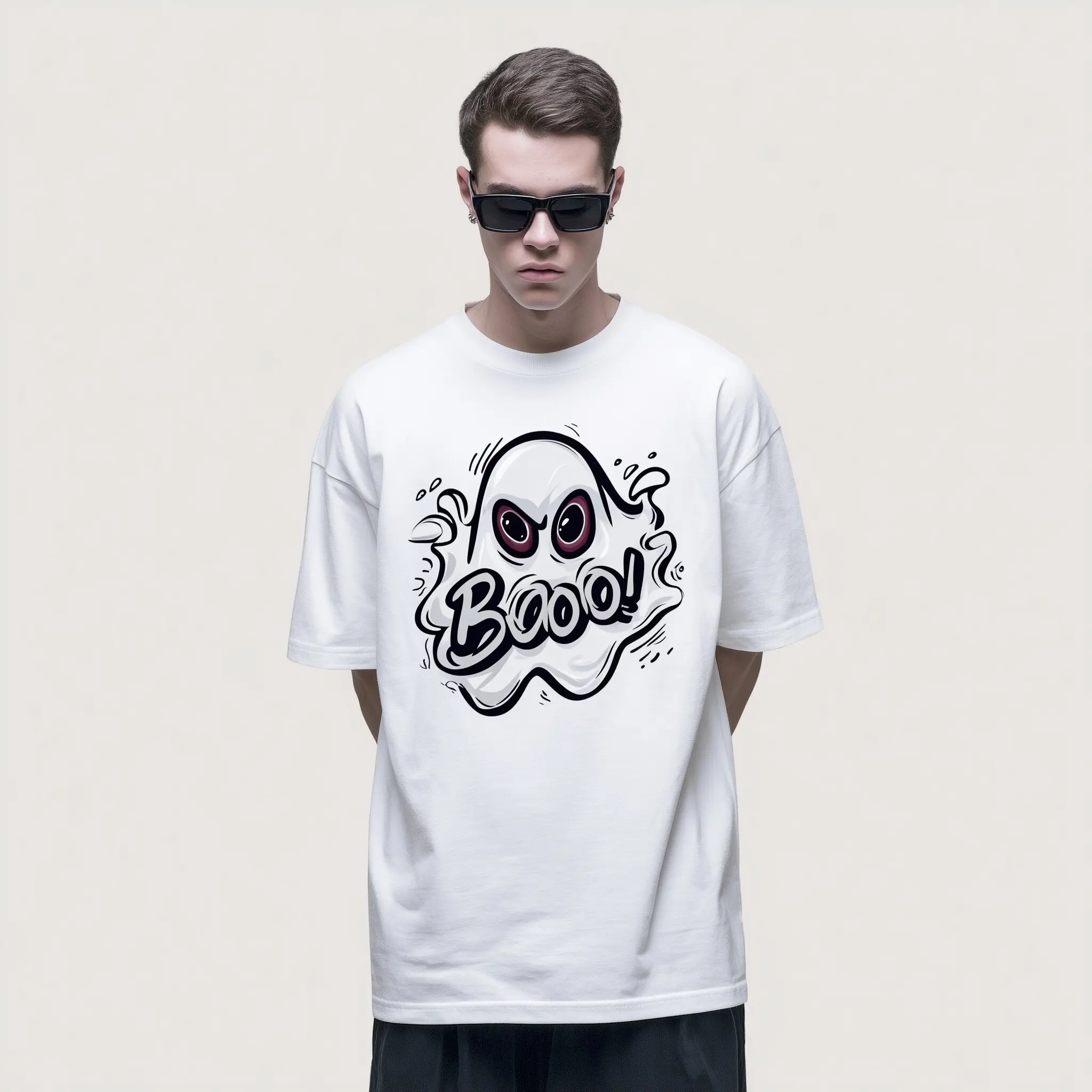 

Men's Casual T-Shirt Ghost Boo Print Halloween Party Wear