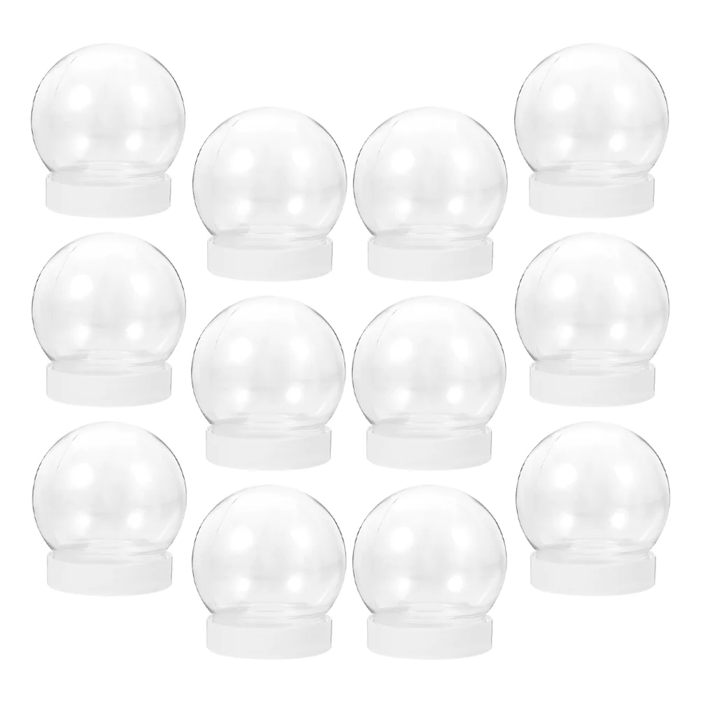 12 Pcs Snow Globe Clear DIY Water Globes Christmas Empty Compact Plastic Snowball