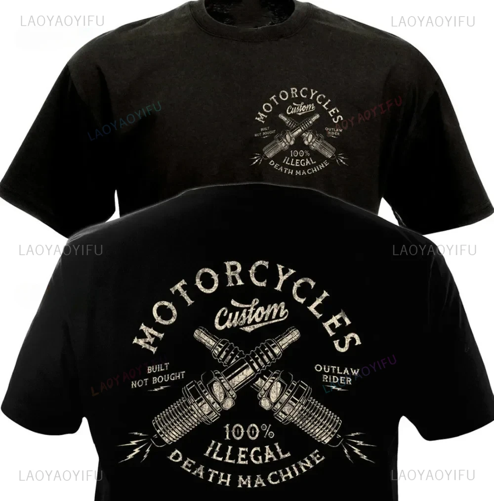 Motorcycles Chopper Bobber Motorcyclist T-Shirt Vintage Custom Cotton O-Neck Short Sleeve Casual Men Clothing Graphic T Shirts