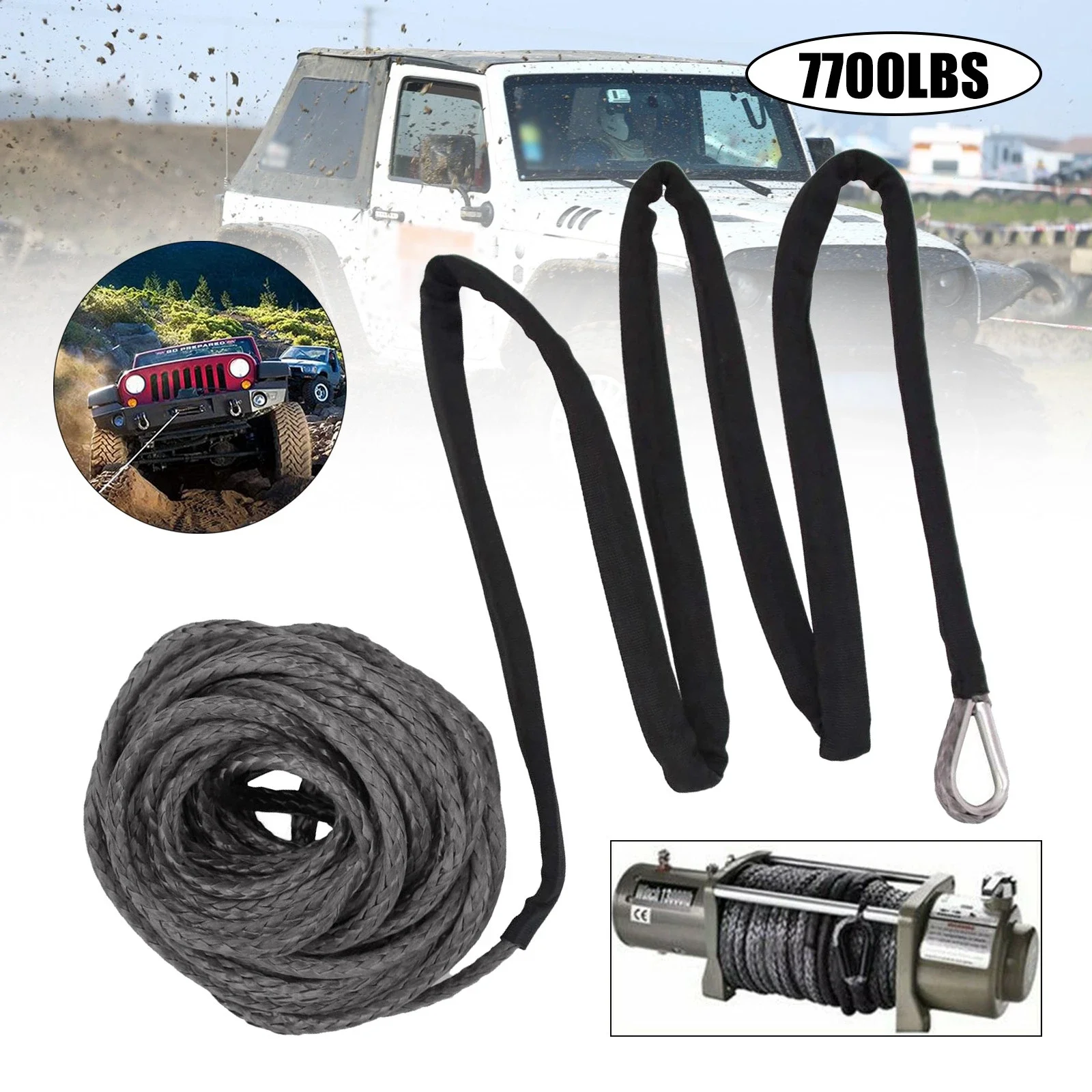 5mmX15m Winch Line Cable Rope Winches Towing Stopper Cable For Universal 2.5 Tons ATV SUV UTV Truck Campervan Accessories