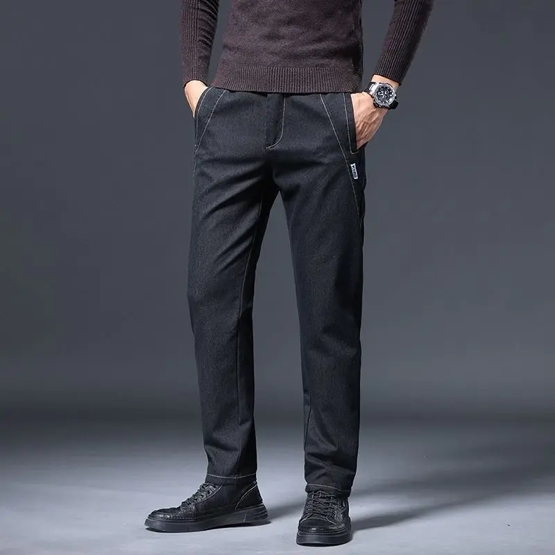 

Джинсы мужские осенне-зимние прямые мужские брюки новый стиль мужские брюки черные универсальные эластичные мужские повседневные брюки