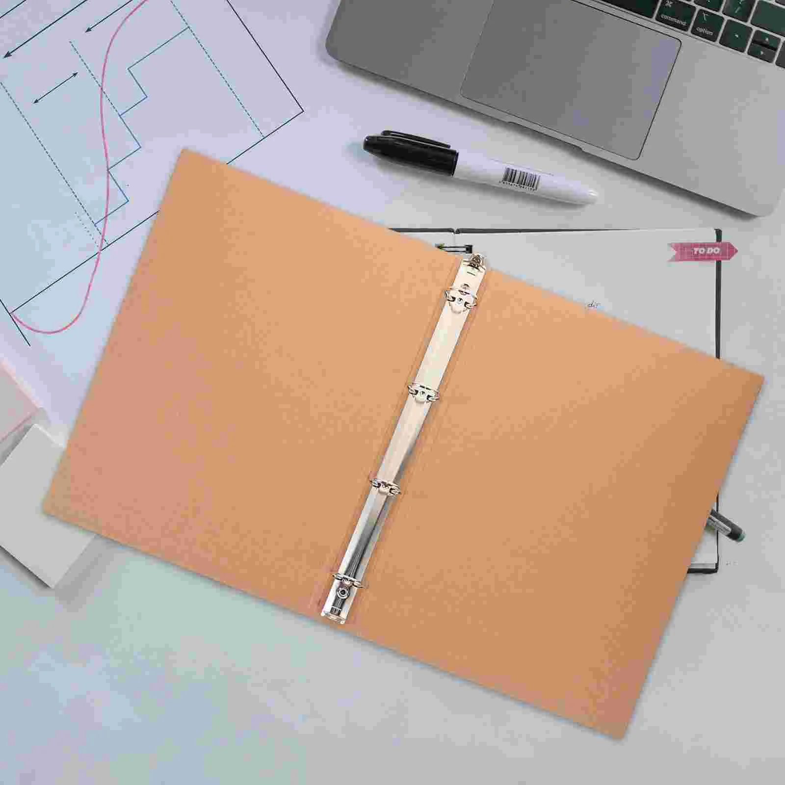 Loose-leaf Book Cover Notebook Shell A4 Ring Binder Lanyard Kraft Paper Folder Notepad Case Scrapbook