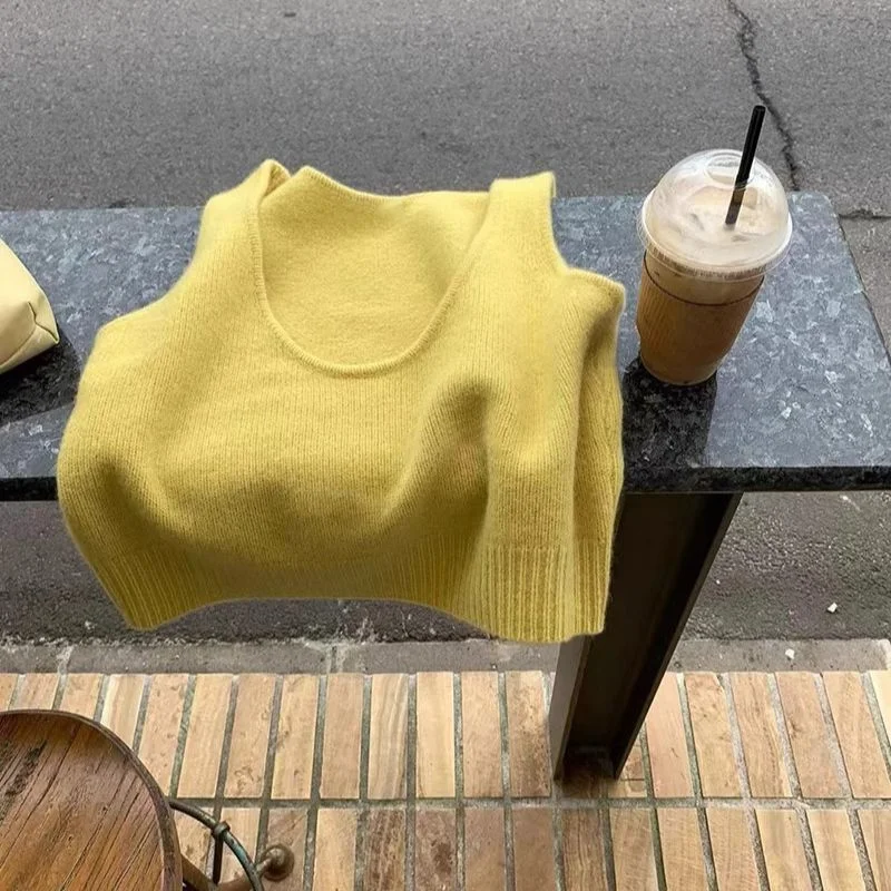 

Новый модный жилет без рукавов вязаный жилет свитер жилет топ