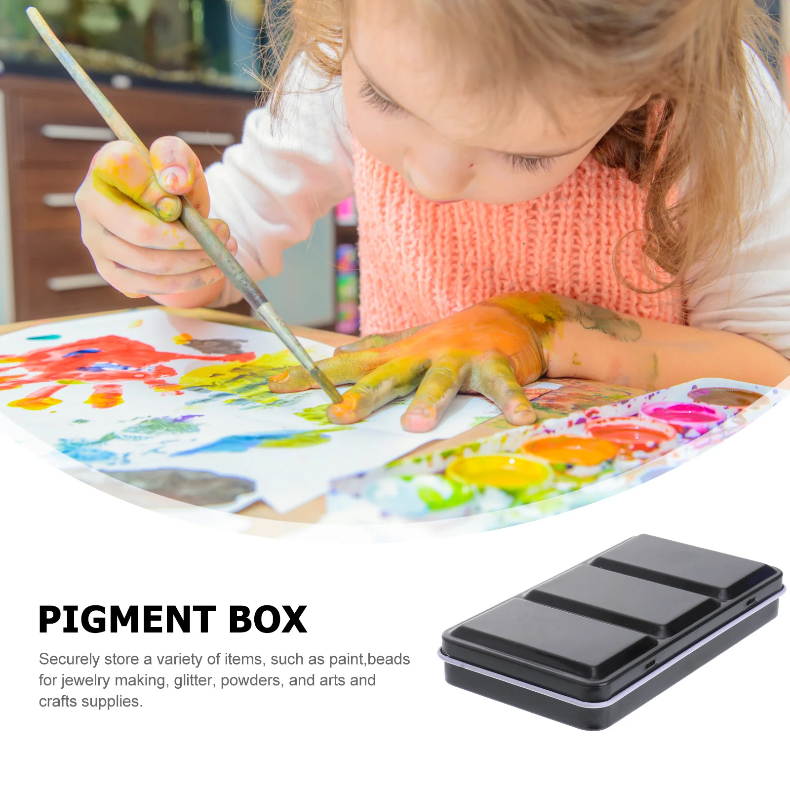 1 Set Empty Watercolor Tin Large Metal Paint Box Black Storage For Pigment Pans Art Crafts Supplies Container Fillable Palette