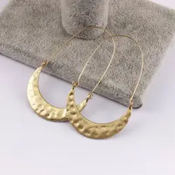 Inspired Hammered Crescent Moon Metallic Hoop Earrings for Women Classic Crescent Earrings