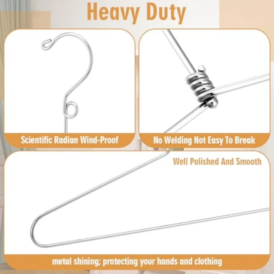 20 قطعة 16 شماعات معدنية قابلة للتكديس شماعات ملابس من الفولاذ المقاوم للصدأ مع خطاف دوار لمنظمة خزانة المنزل سلك عالي التحمل