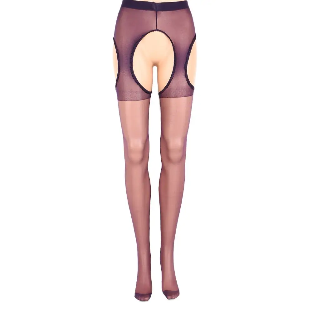 Spandex Sexy Women Ladies Stretchy Sheer Pantyhose Lingerie Seamless Sheer Pantyhose Open Crotch Stockings Crotchless Tights