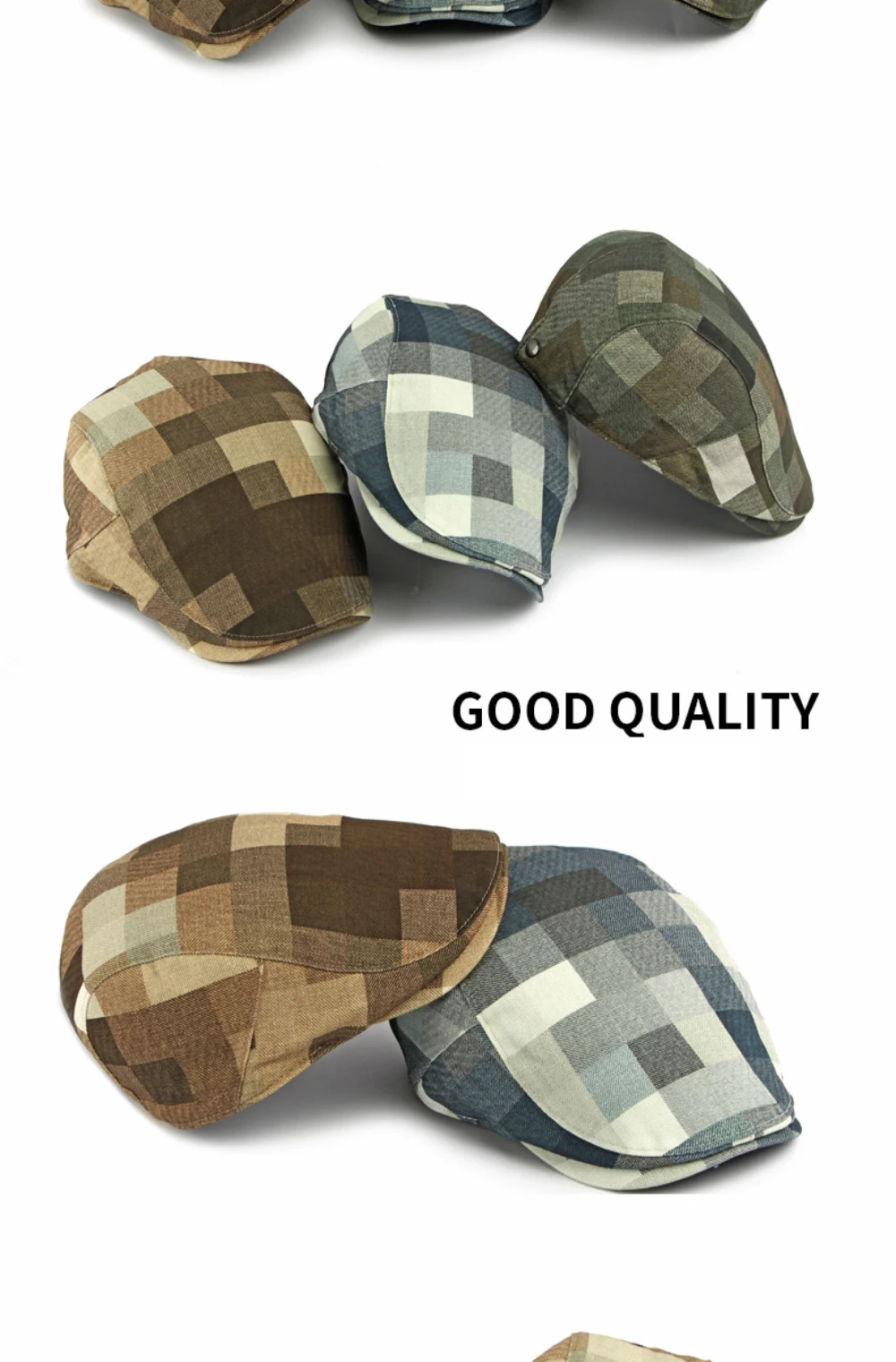 HT5062 Baskenmützen 2026 Frühling Herbst Kappen für Herren Damen Künstler Maler Baskenmütze Herren Damen Ivy Flat Cap Verstellbare Karierte Baskenmütze – Detail 2