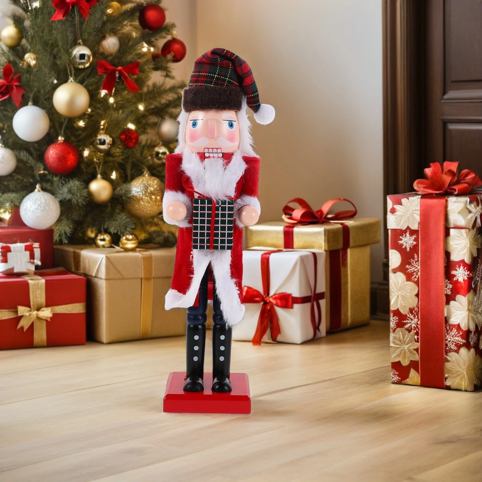 

38cm 14.93in Nutcracker Soldier Puppet Wooden Chef Theme Tabletop Ornament for Christmas Celebration Nutcracker Soldier Puppet