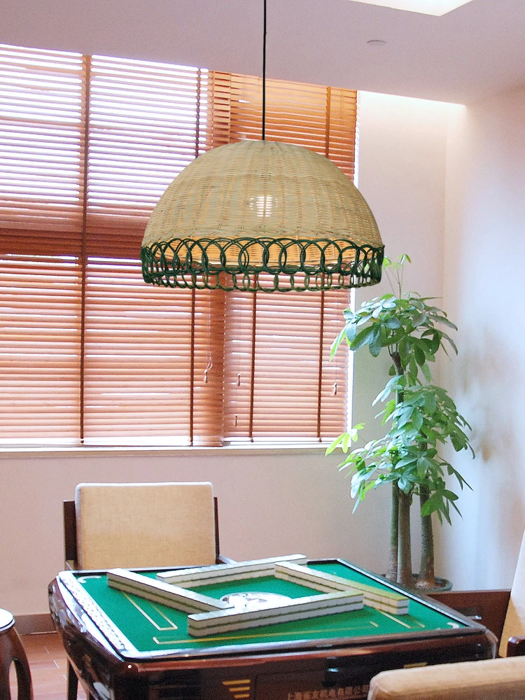 Japanese restaurant chandelier designer style small living room bedroom mahjong room rattan lamp personality creative table lamp