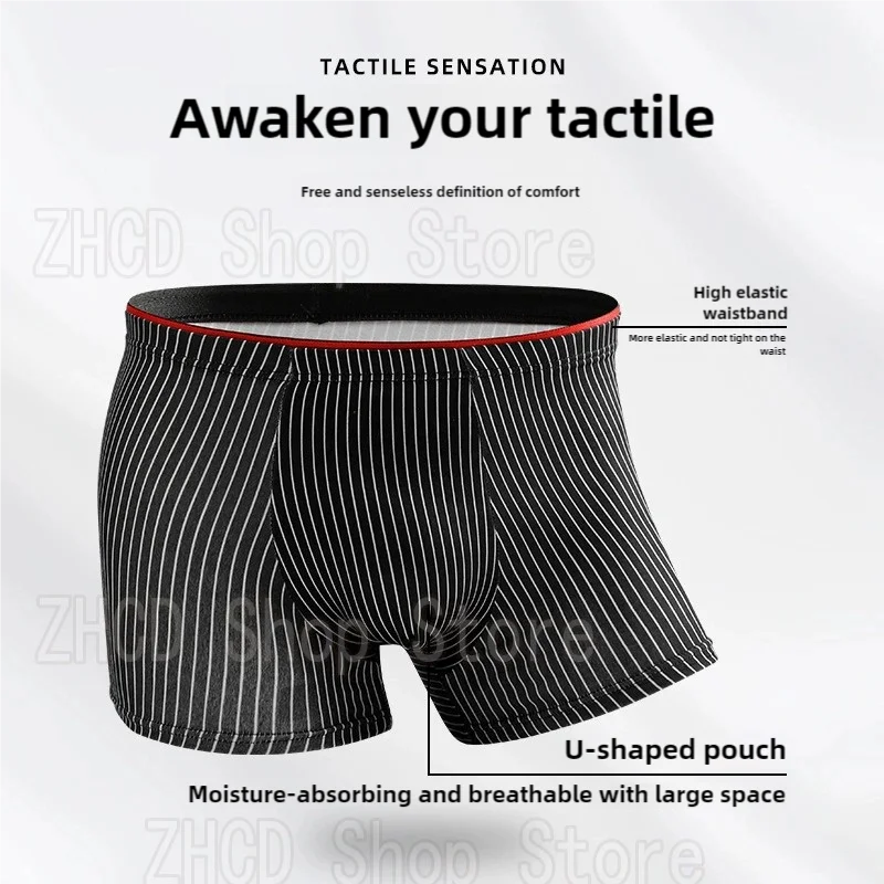 4 pezzi Intimo da uomo Set comfort traspirante Boxer da uomo Boxer a righe Sottili e ad asciugatura rapida