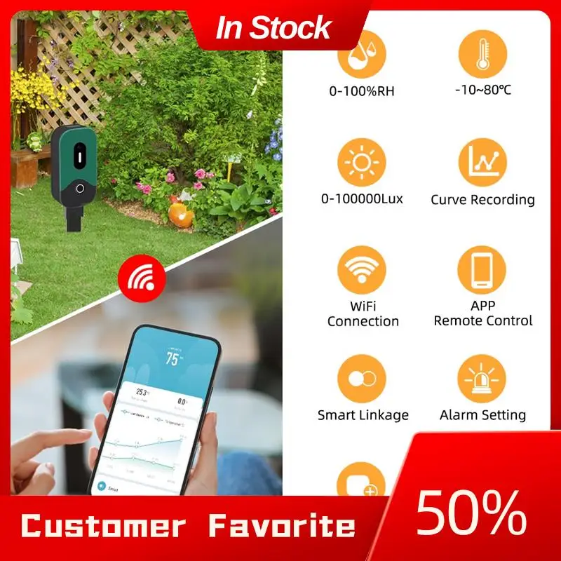 AT03 Top Smart Soil Sensor Soil Sunlight Temp Moisture Meter For Planting Gardening Greenhouse