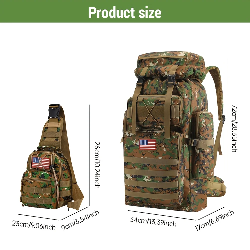 Large Capacity Molle System Rucksack, Multi - Pocket Camping Backpack with Durable 600D Fabric, Ideal for Hiking, Camping