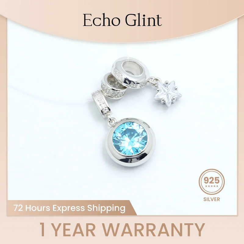 

Echo Glint S925 Sterling Silver Wishing Starfish Line Lockbone Chain Necklace Blue Mermaid Tears Necklace Minimalist Jewelry